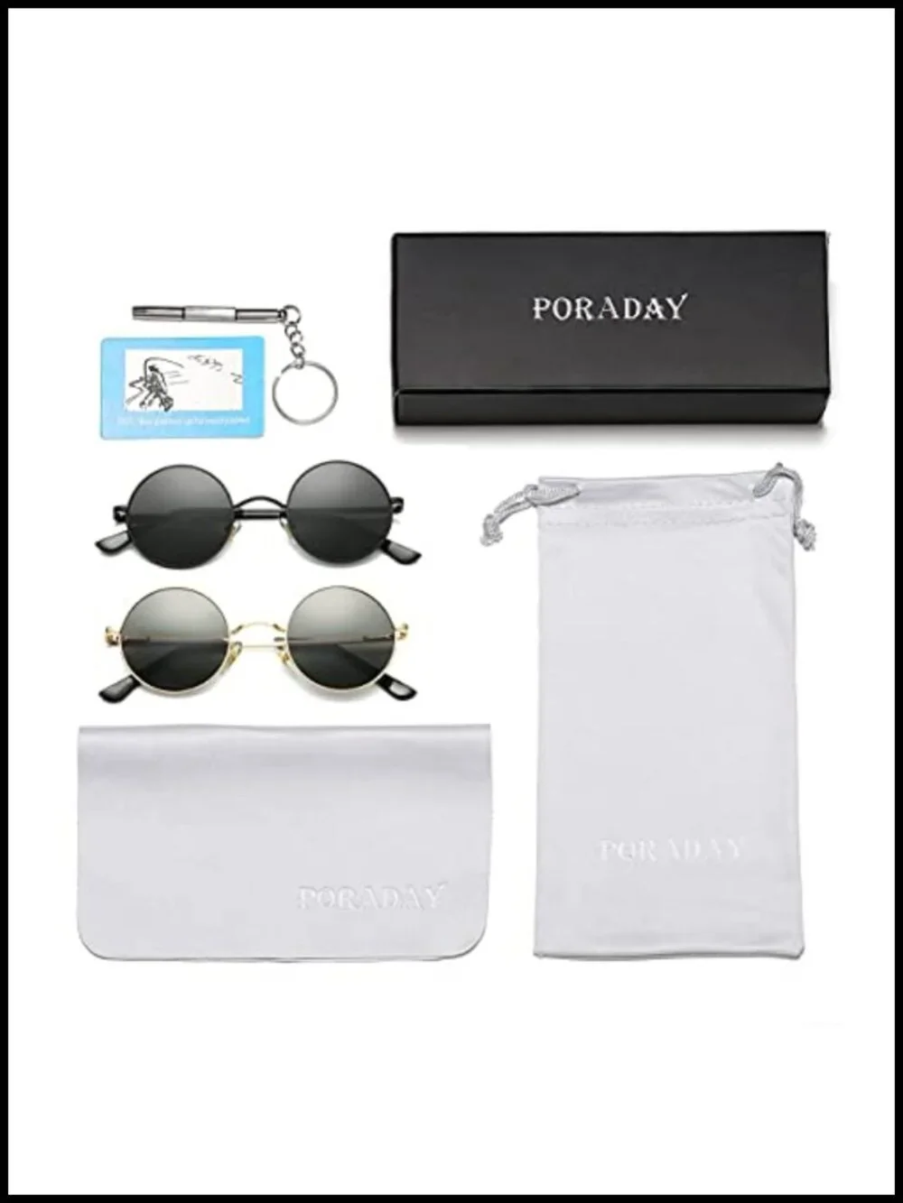 Retro Round Polarized Sunglasses Small Rounded Sun Shades Metal Frame